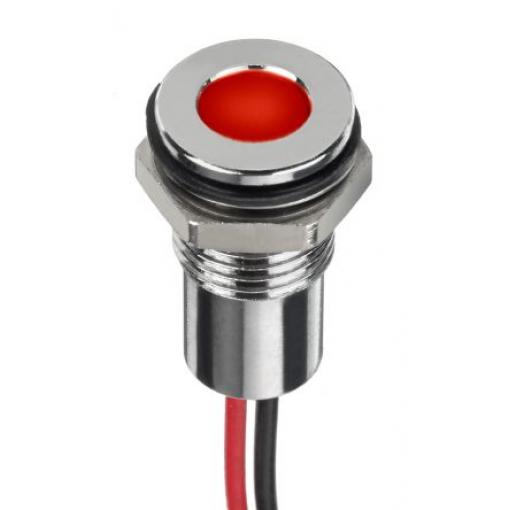Indikátor pro montáž do panelu 8mm Zapuštěné barva Červená, typ žárovky: LED Olověné dráty, 1.8 → 3.3V dc RS PRO