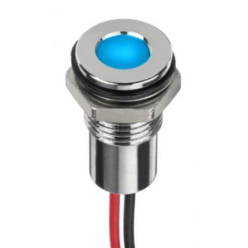 Indikátor pro montáž do panelu Zapuštěné barva Modrá Olověný drát, 12 V dc RS PRO, IP67