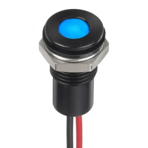 Indikátor pro montáž do panelu Zapuštěné barva Modrá Olověný drát, 12 V dc RS PRO, IP67