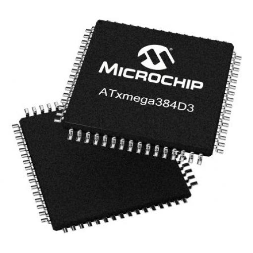 Microchip Mikrokontrolér ATXMEGA384D3-AU 16 bit AVR 32 MHz 384kB Blesk 32 kB RAM, počet kolíků: 64 kolíkový, TQFP