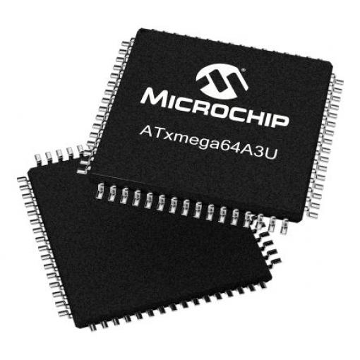 Microchip Mikrokontrolér ATXMEGA64A3U-AU 16 bit AVR 32 MHz 64kB Blesk 4 kB RAM, počet kolíků: 64 kolíkový, TQFP