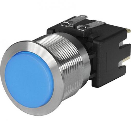 Schurter Tlačítkový spínač, řada: MSM LA CS 19 IP40, IP64 DPDT Panel Blokování Osvětlené 19.1 mm 16 A, barva LED: Modrá