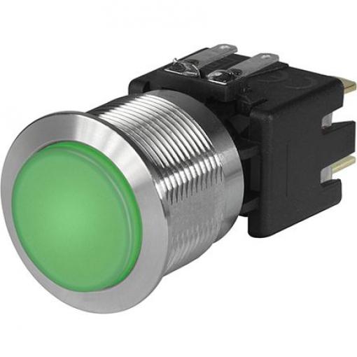 Schurter Tlačítkový spínač, řada: MSM LA CS 22 IP40, IP64 DPDT Panel Blokování Osvětlené 22.1 mm 16 A, barva LED: Zelená