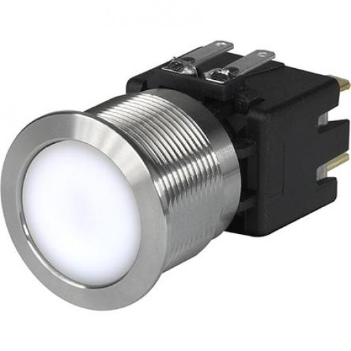 Schurter Tlačítkový spínač, řada: MSM LA CS 22 IP40, IP64 DPDT Panel Blokování Osvětlené 22.1 mm 16 A, barva LED: Bílá
