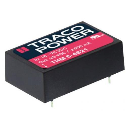 TRACOPOWER Měnič DC/DC THM 6, výstup: 12 V dc 5 kV ac, Vin 18V dc 500 mA, Vin 9V 6 W -40 °C 90 °C Montáž na plošný spoj
