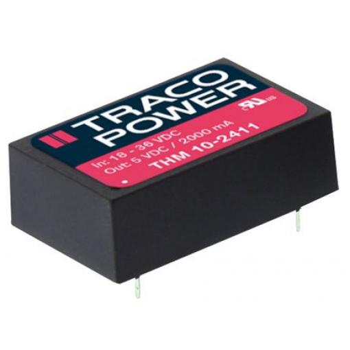 TRACOPOWER Měnič DC/DC THM 10, výstup: 24 V dc 5 kV ac, Vin 36V dc 416 mA, Vin 18V 10 W -40 °C 90 °C Montáž na plošný