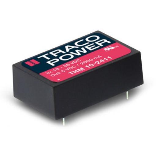TRACOPOWER Měnič DC/DC THM 10, výstup: 5 V dc 5 kV ac, Vin 36V dc 2 A, Vin 18V 10 W -40 °C 90 °C Montáž na plošný spoj