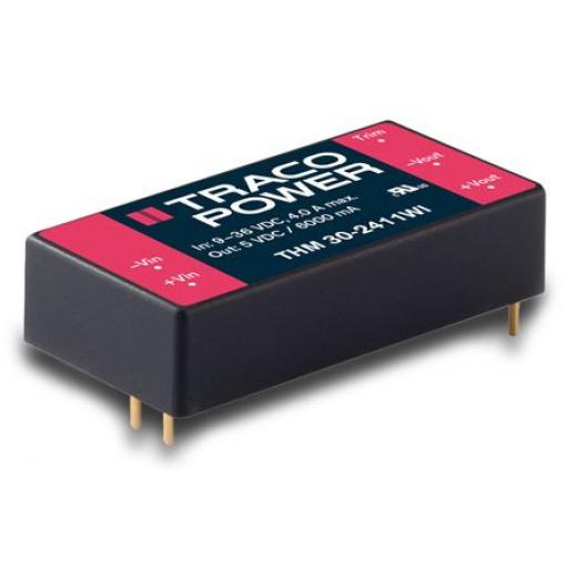 TRACOPOWER Měnič DC/DC THM 30 WI, výstup: 12 V dc 5 kV ac, Vin 36V 2.5 A, Vin 9V 30 W -40 °C 80 °C Montáž na plošný spoj