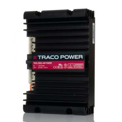 TRACOPOWER Měnič DC/DC TEQ 300WIR, výstup: 24 V dc 3 kV dc, Vin 75V dc 12.5 mA, Vin 18V -40 °C 80 °C Montáž na rám