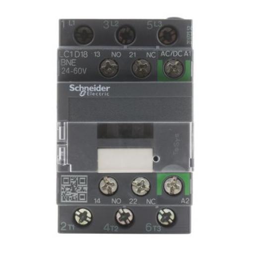 Schneider Electric 1 NO, 1 NC Stykač napětí ve vinutí 24V ac/dc 3pólový 18 A 690V ac 7.5 kW s 3 NO kontakty 60V Řízení