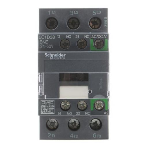 Schneider Electric 1 NO, 1 NC Stykač napětí ve vinutí 24V ac/dc 3pólový 38 A 690V ac 18.5 kW s 3 NO kontakty 60V Řízení