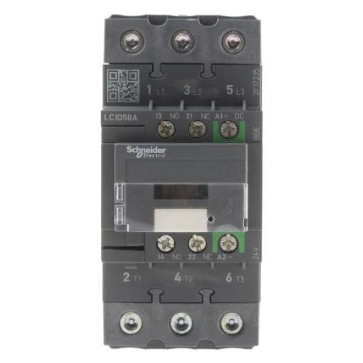 Schneider Electric 1 NO, 1 NC Stykač napětí ve vinutí 24V dc 3pólový 50 A 690V ac 22 kW s 3 NO kontakty 24V dc Řízení