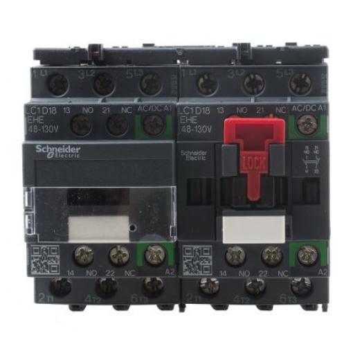 Schneider Electric 2 NO, 2 NC Reverzační stykač napětí ve vinutí 110V ac/dc 3pólový 18 A 690V ac 7.5 kW s 3 NO kontakty