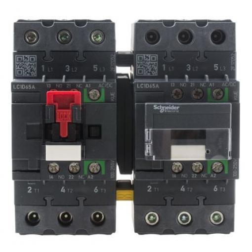 Schneider Electric 1 NO, 1 NC Reverzační stykač napětí ve vinutí 230V ac 3pólový 65 A 690V ac 30 kW s 3 NO kontakty 250V