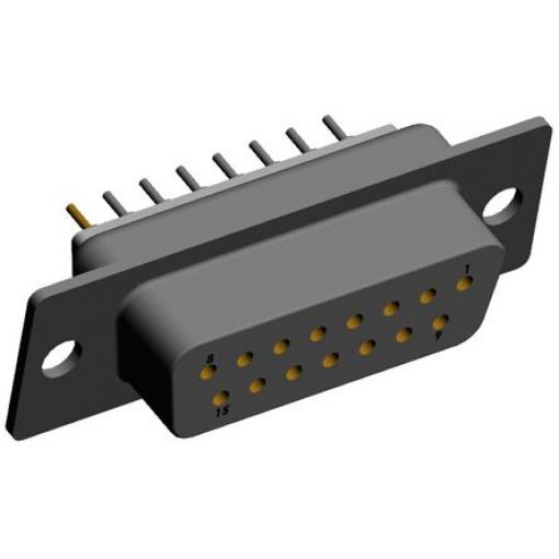 Norcomp Konektor D-Sub, řada: 772, počet kontaktů: 15, orientace těla: Rovný 2.769 mm, Průchozí otvor Vnitřní, D-SUB,