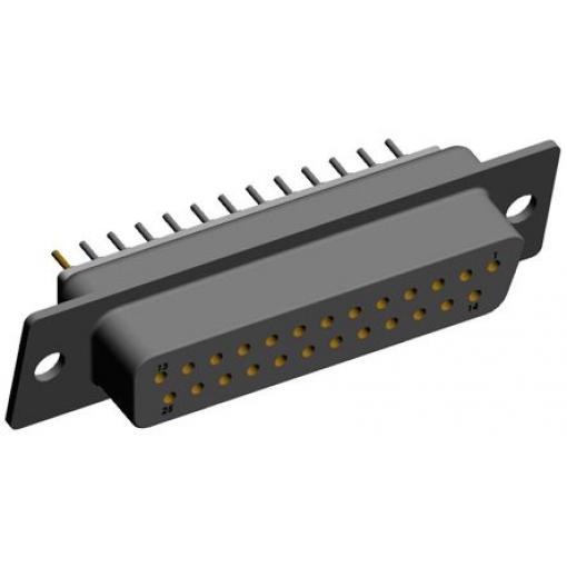 Norcomp Konektor D-Sub, řada: 772, počet kontaktů: 25, orientace těla: Rovný 2.769 mm, Průchozí otvor Vnitřní, D-SUB,