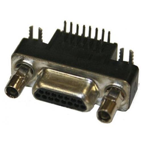 Norcomp Konektor D-Sub, řada: MICRO-D, počet kontaktů: 15, orientace těla: Pravý úhel 1.27 mm, Průchozí otvor Vnější,