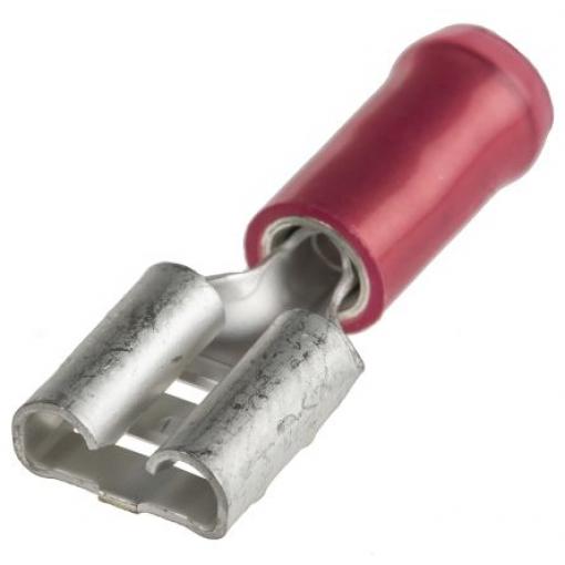 TE Connectivity Zásuvný konektor, řada: PIDG FASTON .250 Izolované, 6.35 x 0.81 mm, Červená Vnitřní, celková délka: 22.2