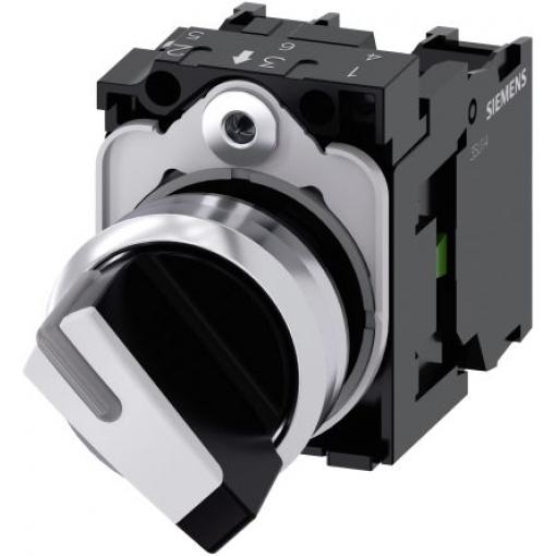 Volicí přepínač, řada: SIRIUS ACT 3SU11 Šroub Krátká rukojeť SPDT, průměr výřezu: 22 mm IP67, IP66, IP69K Siemens 2