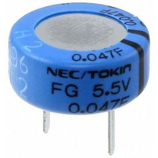 Superkondenzátor, řada: Supercap FG 4.7 F -20 to 80 % 35Ω 5.5 V dc, Průchozí otvor KEMET