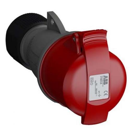 Amphenol Industrial Průmyslový napájecí konektor, řada: Easy & Safe, IP44, Kabel barva Červená, 16 A 3P+PE, 415 V