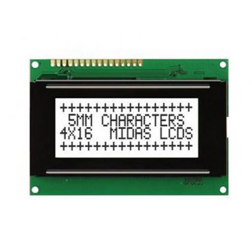 Monochromatický LCD displej MC41605A6W-FPTLW-V2, řada: A Alfanumerické podsvícení LED Bílá 8bitový Midas Bílá 4 x 16