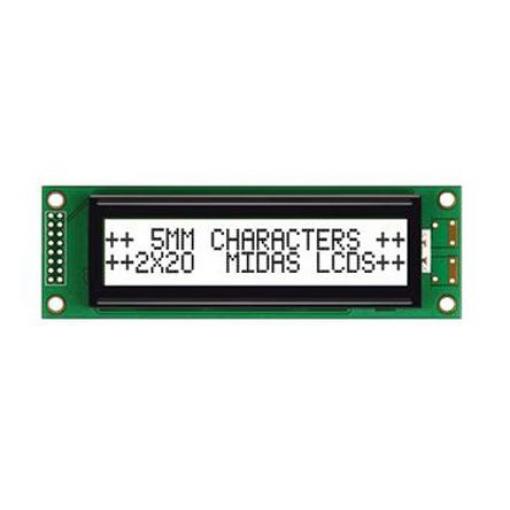 Monochromatický LCD displej MC22005A6W-FPTLW-V2, řada: A Alfanumerické podsvícení LED Bílá 8bitový Midas Bílá 2 x 20