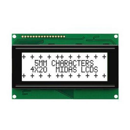 Monochromatický LCD displej MC42005A6W-FPTLW-V2, řada: A Alfanumerické podsvícení LED Bílá 8bitový Midas Bílá 4 x 20