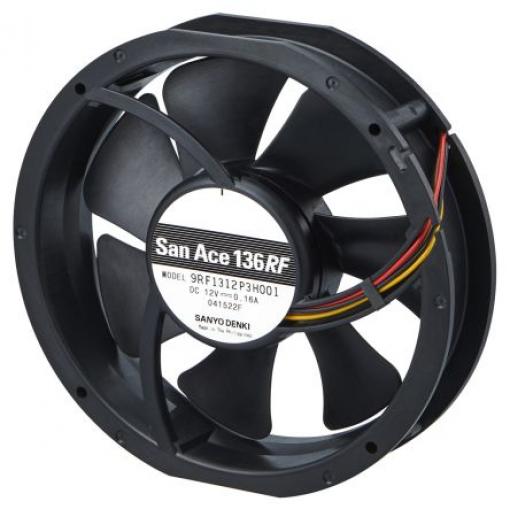 Sanyo Denki Axiální ventilátor, řada: San Ace 9RF, průtok vzduchu: 120 m³/h 1.8 W 12 V dc 150 mA IP0 131 mm 136 mm 28 mm