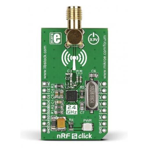 Komunikační a bezdrátový vývojový nástroj nRF24L01P RF vysílač-přijímač nRF S Click MikroElektronika, klasifikace: Deska