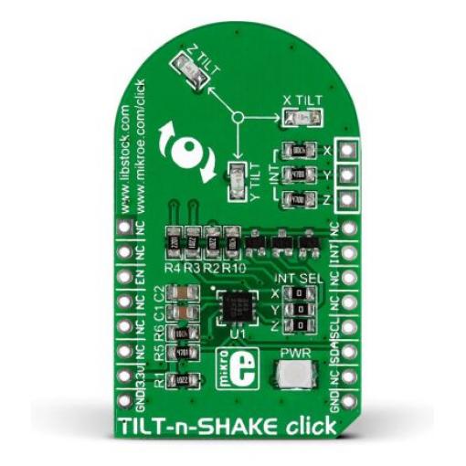Akcelerometrový snímač, klasifikace: Deska mikroBus Click for MMA8491Q TILTnSHAKE Click MIKROE-1853 MikroElektronika