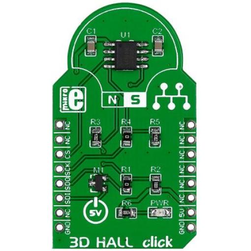 Hallův snímač, klasifikace: Deska mikroBus Click for MLX90333 3D Hall Click MIKROE-1987 MikroElektronika
