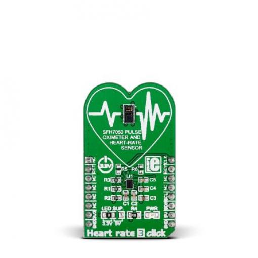 Snímač srdečního tepu, klasifikace: Deska mikroBus Click for SFH 7050 Heart Rate 3 Click MIKROE-2036 MikroElektronika
