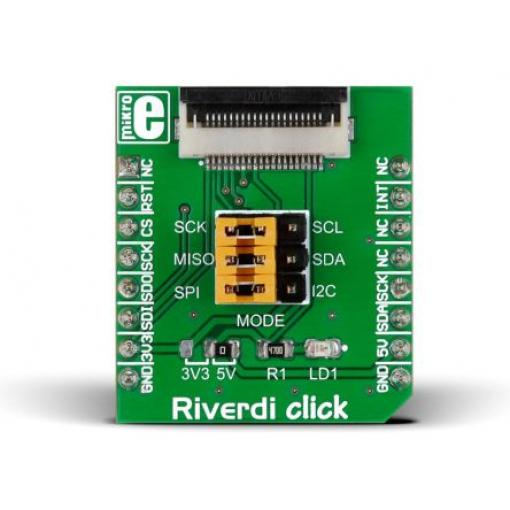 Deska displeje MIKROE-2100 Přídavná deska MikroElektronika Riverdi Click LCD zif20, FT8xx
