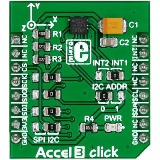 Akcelerometrový snímač, klasifikace: Deska mikroBus Click for H3LIS331DL Accel 3 Click MIKROE-2102 MikroElektronika