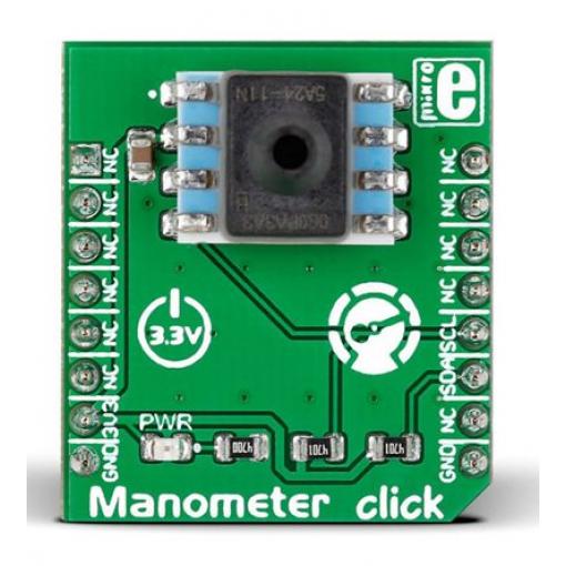 Tlakový snímač, klasifikace: Deska mikroBus Click for HSCMAND060PA3A3 Manometer Click MIKROE-2237 MikroElektronika