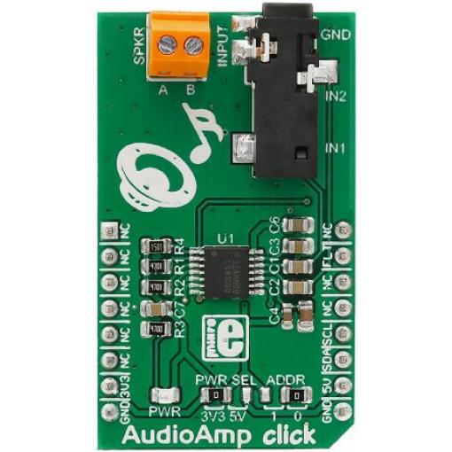 Vývojová sada pro analogové obvody MIKROE-2368 Click deska AudioAmp Audio zesilovač, pro použití s: MikroBUS
