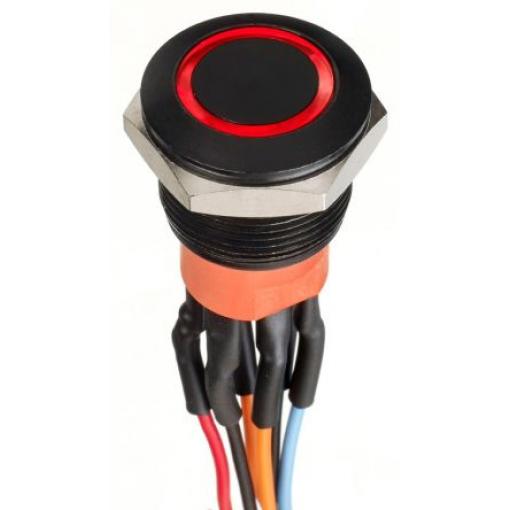 APEM Tlačítkový spínač, řada: AV IP67 DPDT Panel Okamžité Osvětlené 19.2 mm 1 A, barva LED: Červená 30 V dc