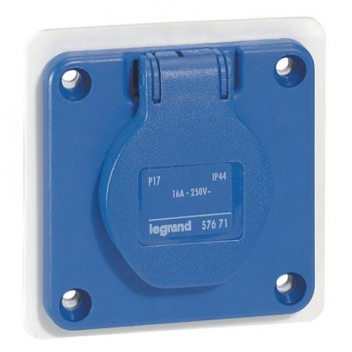 Legrand Průmyslový napájecí konektor, řada: P17, IP44 barva Modrá, 16 A 2P+PE, 230 V