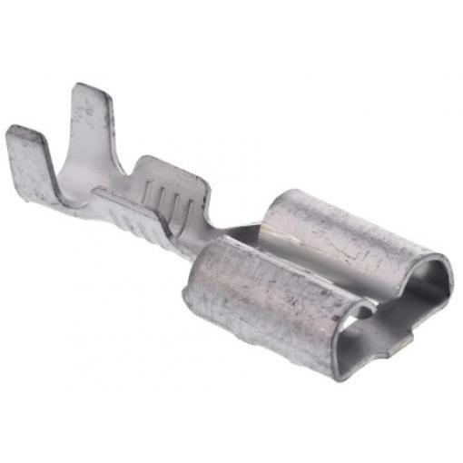 TE Connectivity Zásuvný konektor, řada: FASTIN-FASTON .250 Neizolované, 6.35 x 0.81 mm, Černá Vnitřní, celková délka: