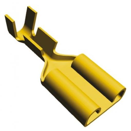 TE Connectivity Zásuvný konektor, řada: FASTON .250 Neizolované, 6.35 x 0.81 mm, Žlutá Vnitřní, celková délka: 19 mm,