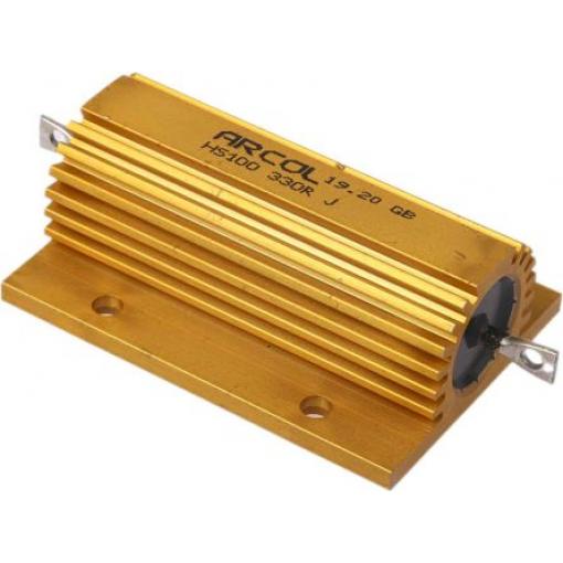 Rezistor pro montáž na rám, řada: HS100 330 Ω ±5 % HS100 330R J 100 W, Hliník, Axiální Vinutý Arcol