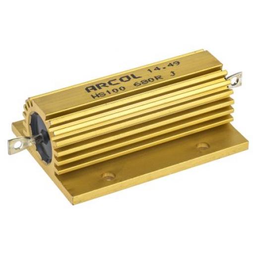 Rezistor pro montáž na rám, řada: HS100 680 Ω ±5 % HS100 680R J 100 W, Hliník, Axiální Vinutý Arcol