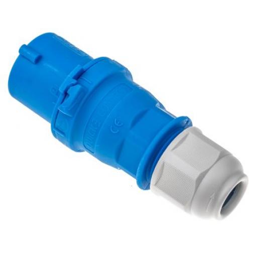 Bals Průmyslový napájecí konektor, IP44, Kabel, formát pólů: 2P+PE, orientace těla: Rovný barva Modrá, 230 V 16A