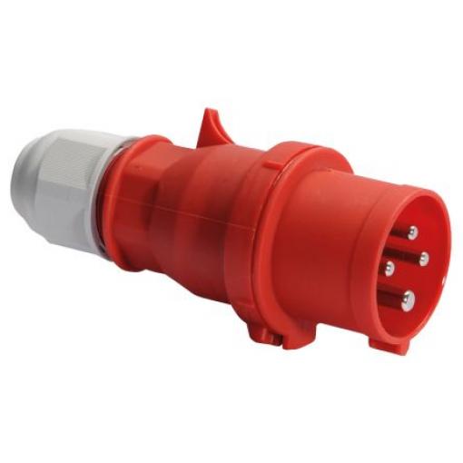 Bals Průmyslový napájecí konektor, IP44, Kabel, formát pólů: 3P+PE, orientace těla: Rovný barva Červená, 415 V 32A