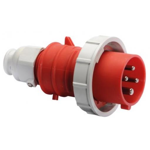 Bals Průmyslový napájecí konektor, IP67, Kabel, formát pólů: 3P+PE, orientace těla: Rovný barva Červená, 415 V 16A