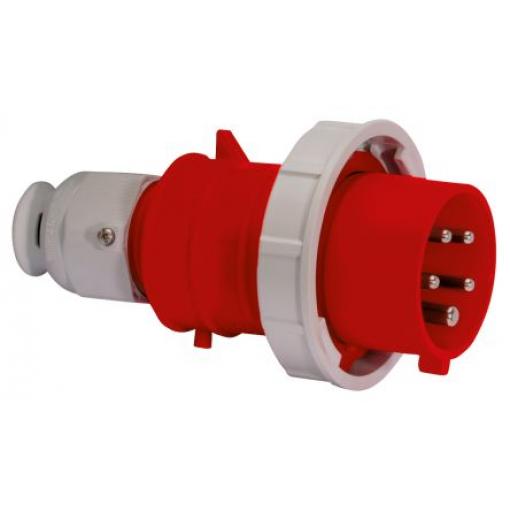 Bals Průmyslový napájecí konektor, IP67, Kabel, formát pólů: 3P+N+PE, orientace těla: Rovný barva Červená, 415 V 16A