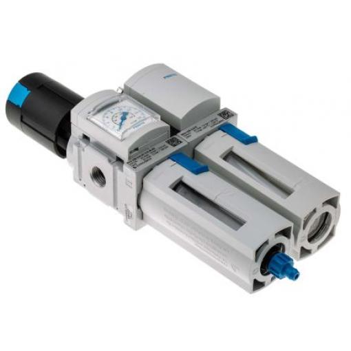 FRL, řada: MS, přípojka portu: 1/4 in Ruční odvod velikost filtrace 40 μm Festo Integrovaný ukazatel tlaku