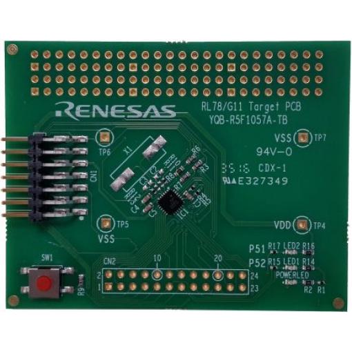 Renesas Electronics Vyhodnocovací deska, R5F107AANA, RL78, MCU YQB-R5F1057A-TB, Mikrokontrolér, Cílová deska,
