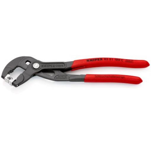 Kleště na hadicové svorky 1, celková délka: 180 mm, Elektrická ocel, Chrom-vanadová ocel Vroubkovaný Knipex